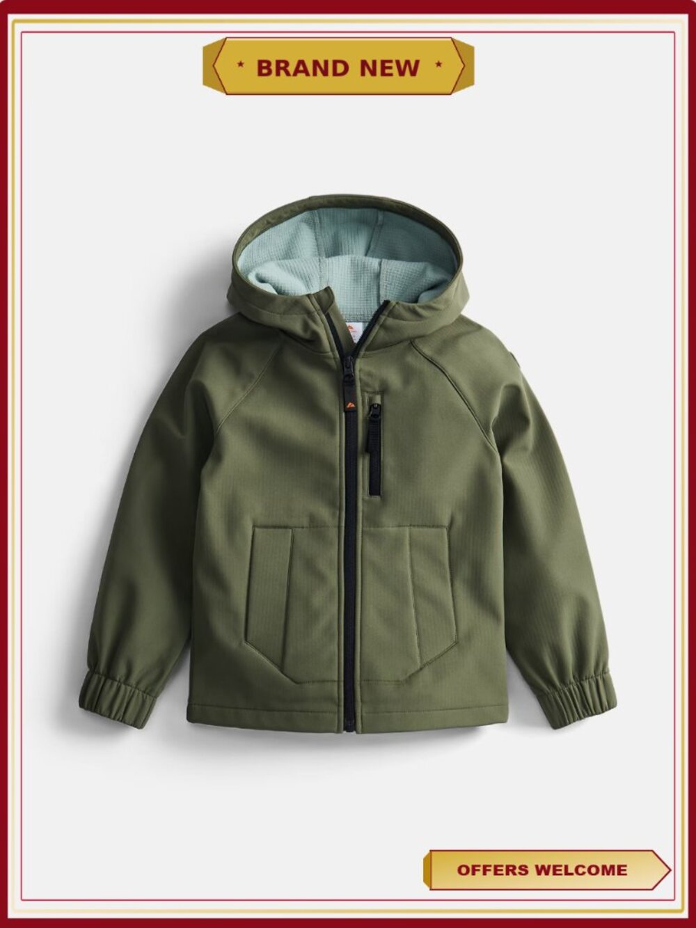 Boys Softshell Jacket Long Sleeve Hooded Windproof Water Resistant